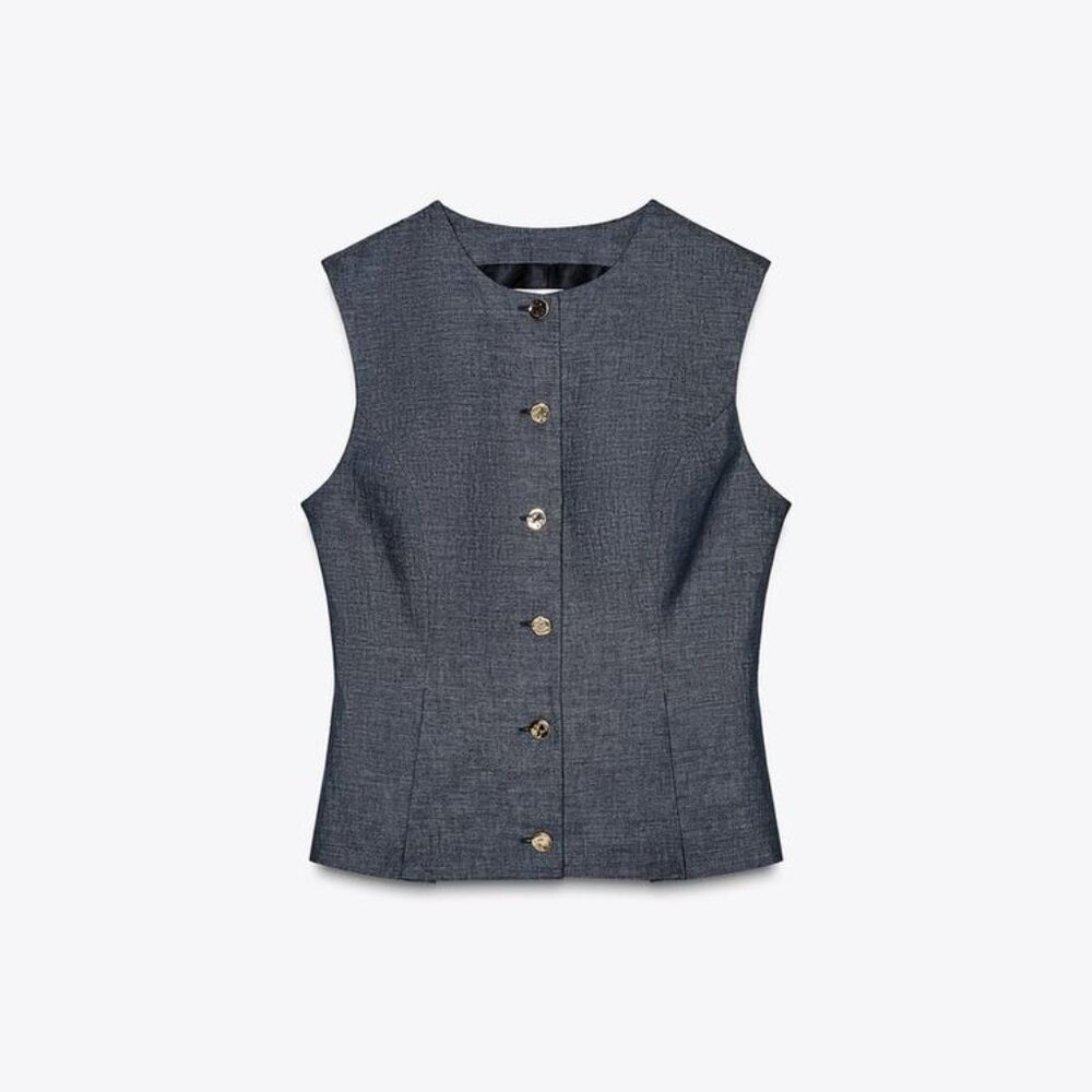 ZARA LINEN WAISTCOAT WITH DARTS